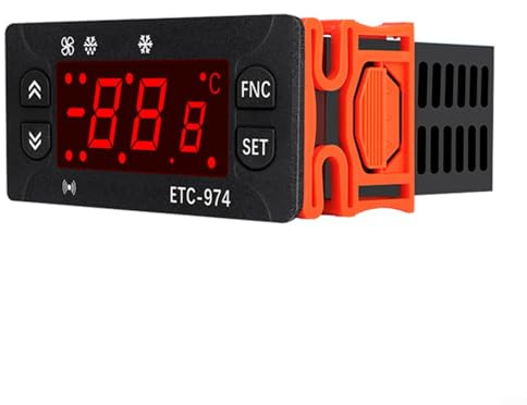 CNANRNANC Temperaturregler ETC-974 Digitales Thermostat mit wasserdichten Sonden für industrielle Kühlung und Gewächshäuser (12 V/24 V)