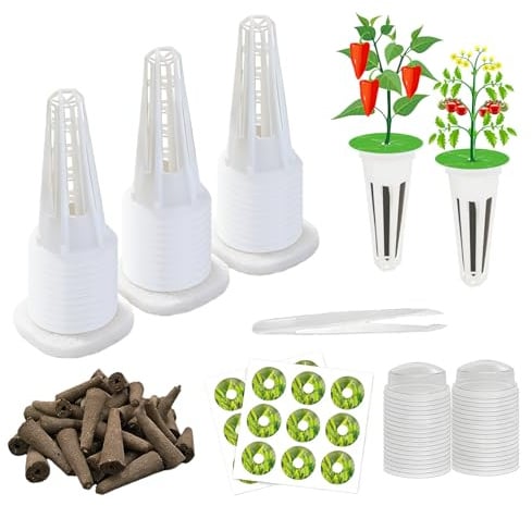 Kit de Culture Hydroponique 121 PCS, Éponges de Croissance et Accessoires de Remplacement avec 30 Paniers de Plantation, 30 Couvercles, Système Hydroponique d’Intérieur pour Légumes, Fleurs et Herbes