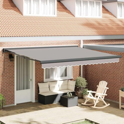 Generico Tenda Retrattile Grigio Chiaro 400 × 300 cm Tessuto, Metallo,Casa e Giardino,Prato e Giardino,Vita all'aperto,Tende da sole-3330652