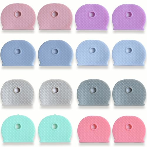 XIYING Key Covers Caps, 24 Pcs Key Caps Protector Identifiers (8 Colors) for Round, Square, Triangular and Hexagonal Keycaps House Keys