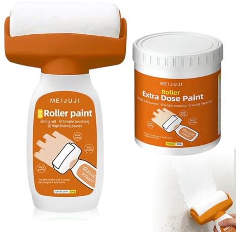 LOMUG Ausbesserungsfarbe Weiss Roller, Wandfarbe Ausbessern Weiß, 2 in 1 Wandreparatur-Rollenfarbe, Wand Reparatur Creme, Ausbesserungsfarbe Wand für Graffiti Kratzer und Beschädigte Wände (D-1000g)