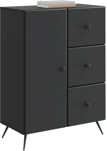 vidaXL Sideboard Schwarz 66 x 34,5 x 90 cm Holzwerkstoff, Wohnzimmer Sideboard, modernes rechteckiges Design, viel Stauraum, Coole Dekoration, Flexible Aufbewahrung