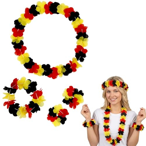 Juego de 4 guirnaldas con diseño de bandera de Alemania, color negro, rojo y amarillo