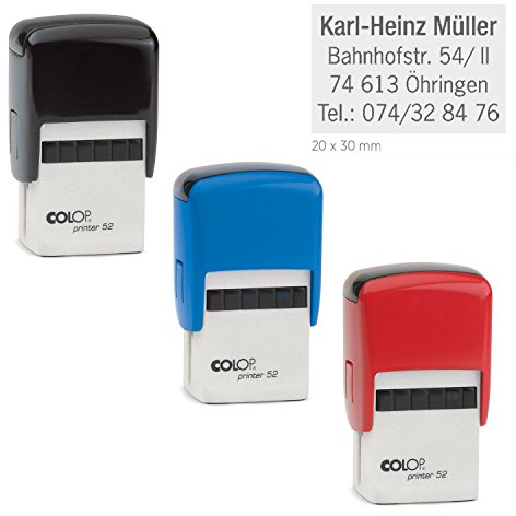 Stempel Colop Printer 52 | mit individueller Textplatte/Logo | 30 x 20 mm - 5 Zeilen rechteckig