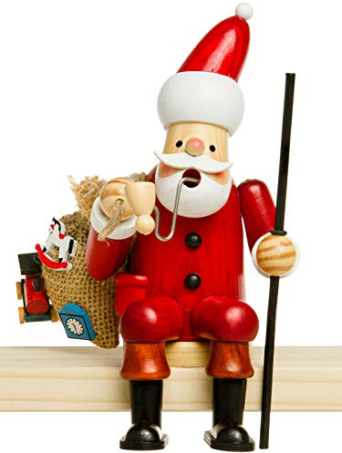 Sikora RM-A Kantenhocker Holz Räuchermännchen H:16,5 cm - Verschiedene Motive, Größe:Höhe ca. 16.5 cm, Farbe/Modell:A01 Kantenhocker Rot - Weihnachtsmann