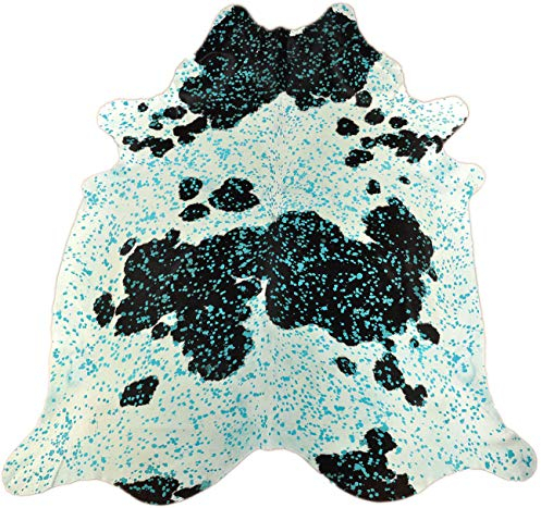 generisch KUHFELL STIERFELL Weiss HELL BLAU TÜRKIS Devore GEFÄRBT 260 x 220 cm XXL Kuh Fell Teppich VON KUHFELLE ONLINE