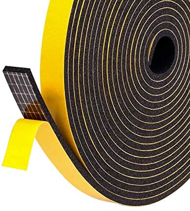 fowong Foam Rubber Seal Tape 6 mm(W) x 1.5 mm(T) Window Door Draught Excluder Air Conditioner Anti-Collision Strong Adhesive Weather Stripping Tape 2 Rolls of 10M Long Each