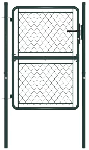 vidaXL Puerta de Jardín Cancel de Valla Verja Patio Entrada Exterior Cerca con Cerradura Robusta Estable y Duradera de Acero Verde 100x150 cm