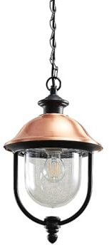 Lindby Außenleuchte (Laterne) Clint (spritzwassergeschützt (Retro, Vintage Antik) in Kupfer aus Aluminium (1 flammig E27) - Pendelleuchte außen