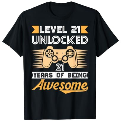 21st Birthday Level 21 Unlocked Gaming Funny Gamer Gift T-Shirt