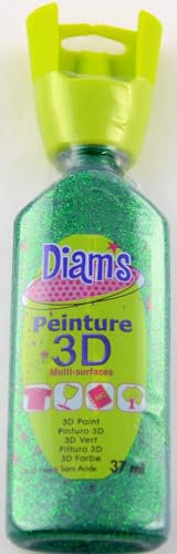 DIAM'S Peinture 3D Tous Supports, Vert pailleté, 37 ml
