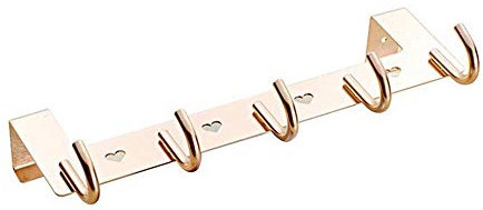 Over The Door Hook Hanger, Hook Rack Heavy-Duty Storage for Coat, Towel, Bag, Robe - 5 Hooks, Space Aluminum-Rose Gold