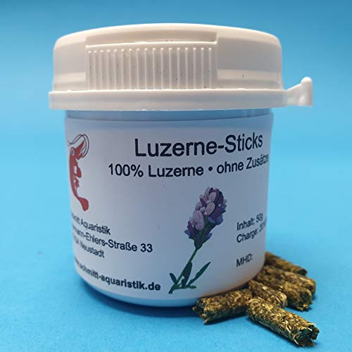 50g Futter Sticks für Garnelen in Schraubdose / 15 Sorten verfügbar/Welse, Krebse, Schnecken (Luzerne)
