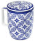 TEA SHOP - Tasse à thé avec filtre et couvercle - Mug Harmony Azulejo Portugais - Tasse pour thés et infusions en porcelaine