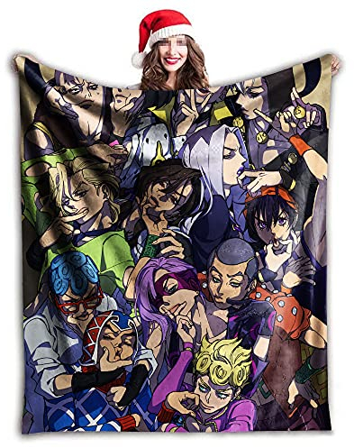 Jiumaocleu Jojo's Bizarre Abenteuerdecke 3D Anime Charakter Gedruckt Weich Flanell Überwurf Decke für Bettwäsche Sofa Reisen