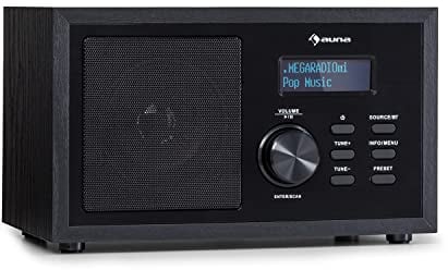 auna Ambient DAB Radio - kompaktes DAB+ Radio mit Bluetooth-Streaming: Version 5.0 mit A2DP-Support, Radio: DAB/DAB+/FM Tuner, Bluetooth Radio mit LCD-Anzeige, AUX-In, Holzoptik schwarz