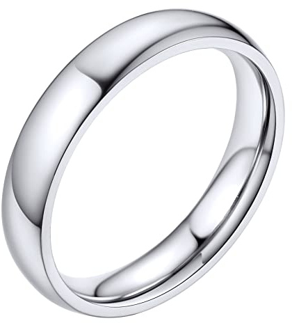 Bestyle Bagues Simples pour Hommes et Femmes Style Confortable et Polyvalent Acier Inoxydable Surface Lisse Bague Anneaux 4mm Argent T62