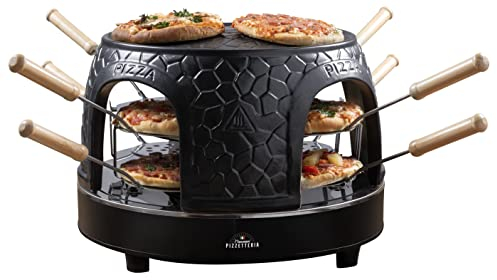 Bestron Four à pizza allant jusqu'à 8 personnes, Dôme à pizza pour petites pizzas (Ø 10 cm) avec dôme en céramique, environ 12-15 minutes de cuisson, 1150 Watts, Couleur: noir