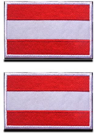 2 St. Österreich Flagge Patch- Taktisch Österreich Abzeichen, Bestickter Aufnäher mit Verschluss, Militär Aufkleber Bänder für Rucksäcke Kleidung Taschen Uniform Weste Jersey