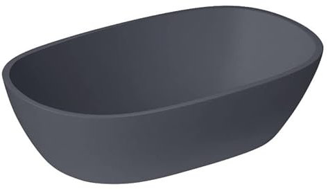 StoneArt Waschbecken Mineralguss Aufsatzwaschbecken Waschtisch Handwaschbecken Waschschale für Bad und GÄSTE WC LC151 57x33cm beton-grau matt