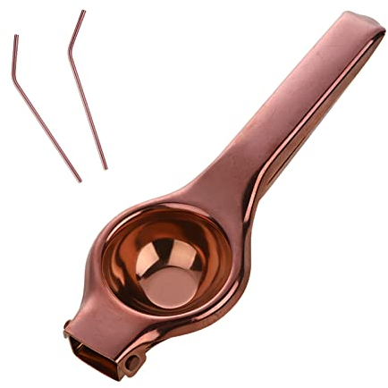 Buyer Star Zitronenpresse, Limetten-Zitrus-Handpresse, Saftpresse, Fruchtpresse, ätzender Edelstahl, langlebig und spülmaschinenfest. (Kupfer)