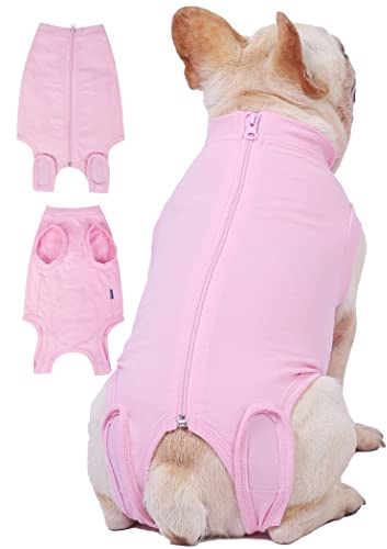 Caslfuca Dog Surgery Recovery Suit - After Spay, Abdominal Wounds Post Surgical Recovery, Anti Licking Breathable Dog Onesies for Small, Medium & Large Pet, Alternative Bandages Cone E-Collar