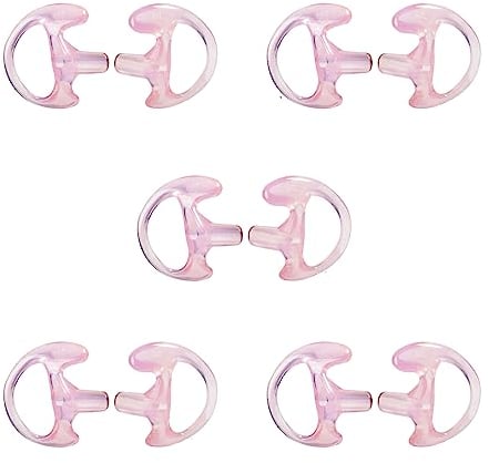 HYSHIKRA Replacement Soft Earmould Earpiece Earbud Air Acoustic Headset Earplug for Walkie Talkie Coil Tube Audio Kits,5 Pairs (Pink, Medium)