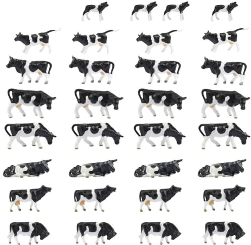 PETSTIBLE 30 Stück Cows Model DIY Modelleisenbahn Tiere Modell bemalt Bauernhof 1:87 Ho Maßstab Kühe Modus