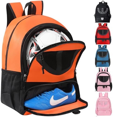 TRAILKICKER Basketball-Rucksack aus Netzstoff, schwarz, mit Ball- und Schuhfach, für Jungen, Mädchen, Männer, Frauen, Ballausrüstung, alle Sportstätten, Tk8Orange, one Size, Sport