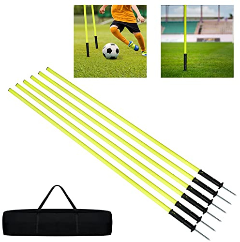 UISEBRT Slalom Poles - Set di aste da calcio, con custodia, per agilità e coordinazione