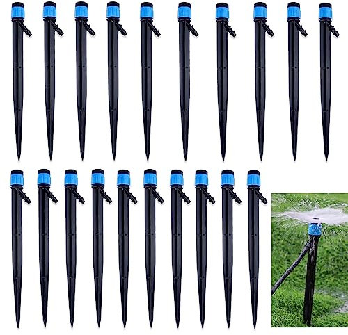 CLDURHGEJuego de 20 aspersores de jardín multifunción, aspersores de jardín de riego automático de 360 °, aspersores de jardín con aspersores de agua de punta de tierra para riego de plantas