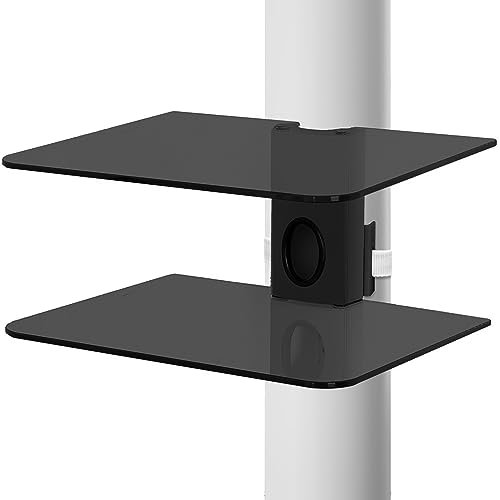 CondoMounts CLMDLSB1003 Pillar & Wall Floating Shelves for Soundbars, Gaming Consoles | No Drill Pillar & Wall Shelf | Holds 40lbs | Fits pillars 8-in to 48-in Post | Fits No stud Walls | Black Glass