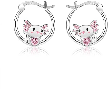 URONE Axolotl Ohrringe 925 Sterling Silber Axolotl Ohrringe Creolen Axolotl Schmuck Geschenke für Frauen Damen