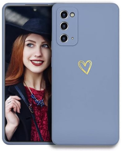 POUHYE Handyhülle für Samsung Galaxy S20 Hülle, Soft Silikon Case mit Herz, Kameraschutz und Bildschirmschutz, Ultra Dünn Stoßfest Anti-Rutsch Schutzhülle für Samsung Galaxy S20 Hellblau