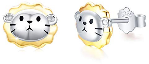 Löwen Ohrringe Ohrstecker für Frauen, REDSUN 925 Sterling Silber Tiny Cute Lion King Kopf Rose Gold Ohrstecker Nickel Kostenlose Hochzeit Geburtstag Weihnachtsgeschenke