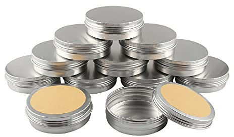 BPZXL 24 Pièces 100ml Rond Pots en Aluminium Argent Cosmétique Bougie Aluminium Vides Pots de Voyage pour Baume à lèvres avec Étiquette