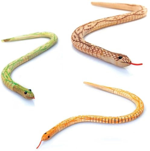 LND Gifts Wiggly Wooden Snake - Fun and Friendly 50cm Flexible Swaying Toy Snake for Play and Pranks Traditional Wooden Toy For Kids, one supplied
