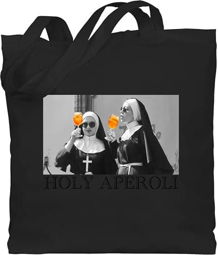 Baumwolltasche - Karneval & Fasching - Taschen - Holy Aperol I Holy Aperoli I Holy Spritz Mädelsabend I Ladies Night - Unisize - Schwarz - tasche kamellebeutel faschings nonnen jutebeutel beutel