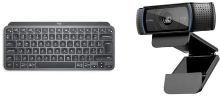Logitech MX Keys Mini Minimalist Wireless Illuminated Keyboard, Compact, Bluetooth, Backlit, USB-C & C920 HD Pro Webcam, Streaming, Full HD 1080p/30fps Video Calling, Clear Stereo Audio