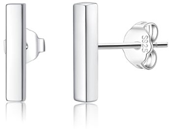 Reffeer Bar-Ohrstecker aus massivem 925er-Sterlingsilber für Damen, Ohrringe, minimalistische Ohrstecker, hypoallergen (A-Silber)