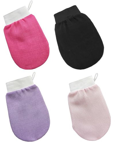 4er-Pack Peeling-Handschuhe, Körperpeeling-Handschuhe, Peeling-Duschhandschuhe, Tiefenreinigungshandschuhe, Peeling-Handschuhe für Männer und Frauen (vier Farben)