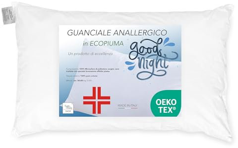 Tex family Hypoallergenes Kopfkissen mit Feder-Effekt Good Night aus Mikroperlen, hergestellt in Italien