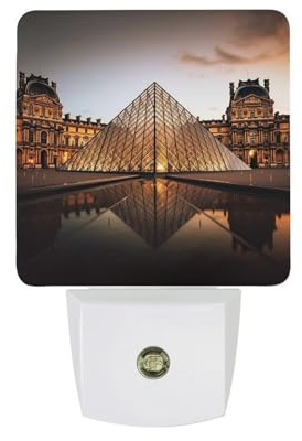 SYJTGDE Night Light, Louvre Museum in Paris Night Lights for Bedroom,Smart LED Sensor Night Light,Portable Graphic Night Light Bedroom, Bathroom, Hallway Stairway, 11.5x7.5x5cm