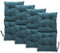 MG Design Stuhlkissen 4er Set 50 x 100 cm Sitzkissen blau - Gartenstühle Sitzauflagen aus Polsterstoff, mit weicher Füllung, mit Schnüren zum Binden - Niedriglehner Auflagen