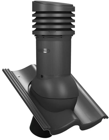 Entlüfterkamin Tile EVO DN125 für Braas Doppel S, Nelskamp S, IBF Doppel-S, ProDach Doppel-S Dachziegel Dachlüfter Lüfter (RAL7021 - (Anthrazitgrau))
