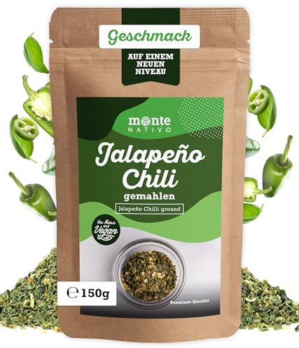 Jalapeno gemahlen Monte Nativo (150g) - Fein gemahlener Jalapeño Pfeffer - Schonend getrocknete und aromatische Gewürze ideal zum Kochen und Würzen - Intesives Aroma und Geschmack