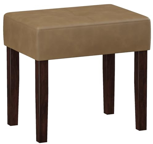 EOSVALO Schminkhocker Sitzhocker Ottoman 47.5x33x45.7cm Braun | Polsterhocker aus Kunstleder, Fußhocker bis 113kg, für Wohnzimmer, Flur & Schlafzimmer