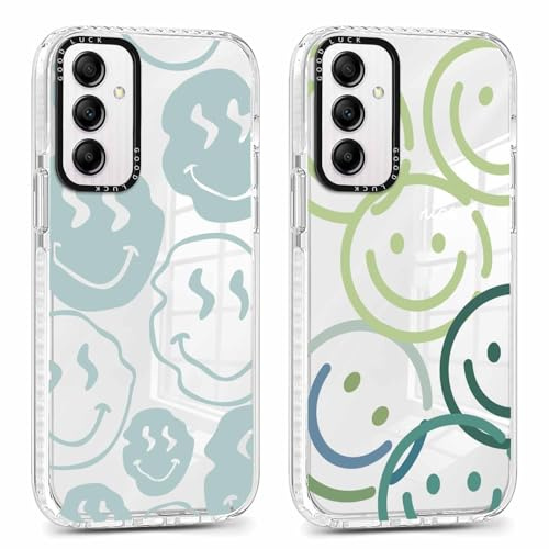 Xylota 2 Stück Transparent Handyhülle für Samsung Galaxy A55 5G 6,5 Hülle, Durchsichtig Case Muster Niedlich Smileys Mädchen Schutzhülle, Weich Silikon TPU Bumper Stoßfeste Cover für Samsung A55,05