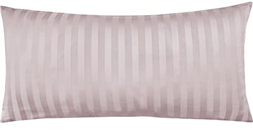 Pure Label Mako Satin Damast Streifen Kopfkissenbezug 40x80 cm aus 100% Baumwolle in rosa| Traumhaft weicher Kissenbezug passend zu unseren Bettwäsche Sets