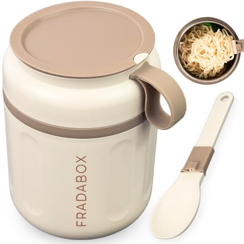 FRADABOX® Lunchpot „Casey“, Thermobehälter mit Löffel, Premium Edelstahl, Müslibecher to go, Auslaufsicher für Joghurt Porridge, Suppen, Lunchbox, Meal Prep Warmhaltebehälter für Erwachsene und Kinder